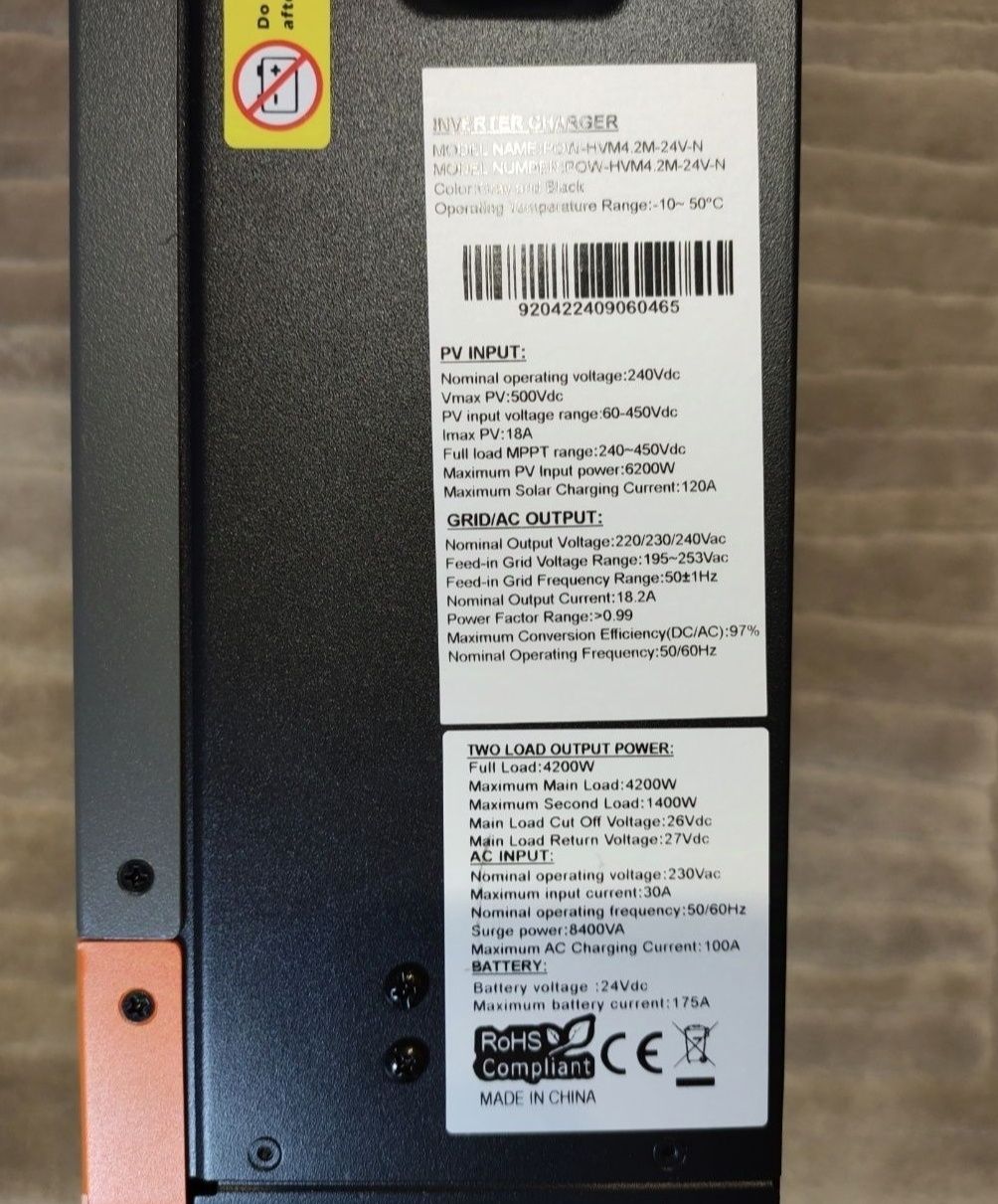 Інвертор гібридний Новий 24v max.4.35kW PowMr