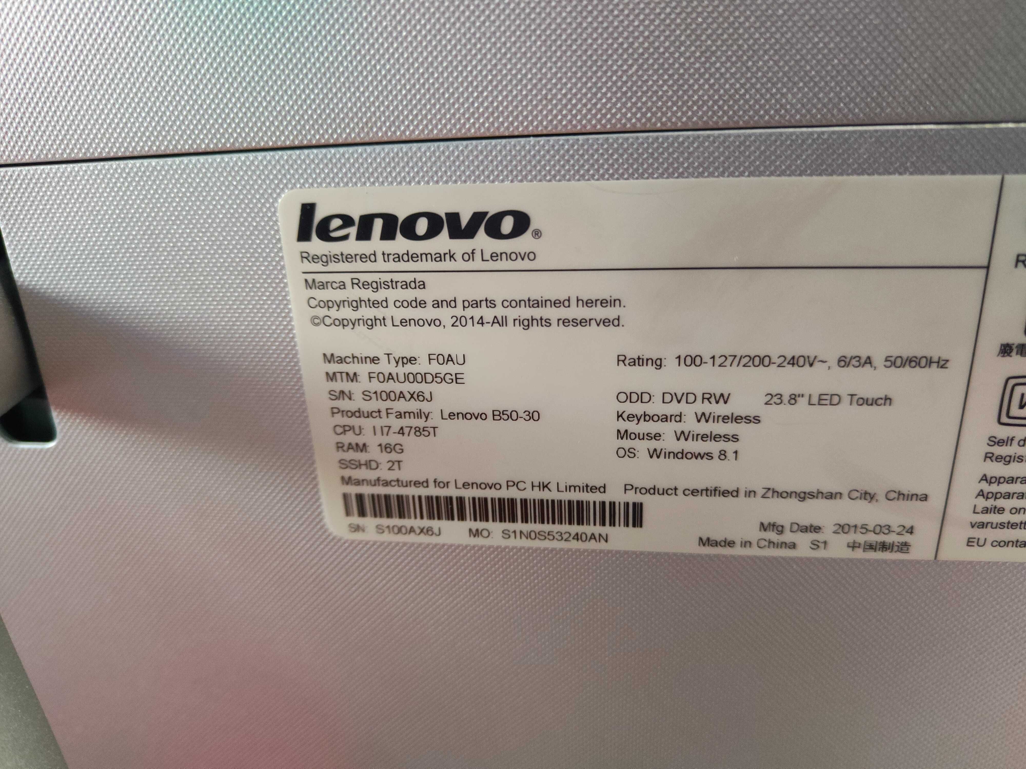 Używany All in One Lenovo B50-30 i7 8GB 256 SSD 24" FHD GTX 2GB !