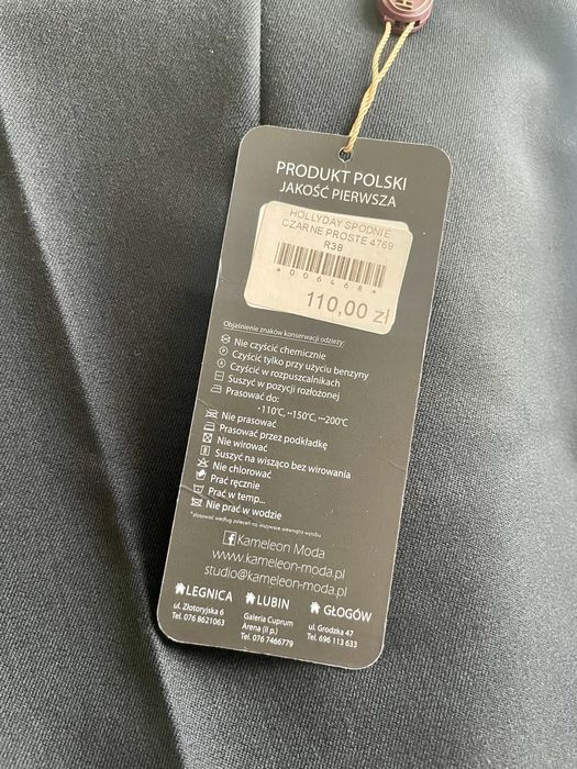Damskie spodnie w kant, nowe. Kameleon