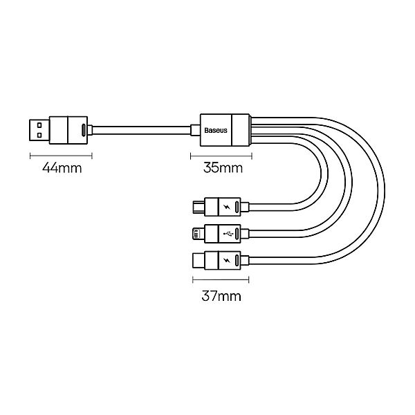 Kabel 3w1 USB - micro USB / Lightning / USB C 3.5A 1.2m Baseus StarSpe