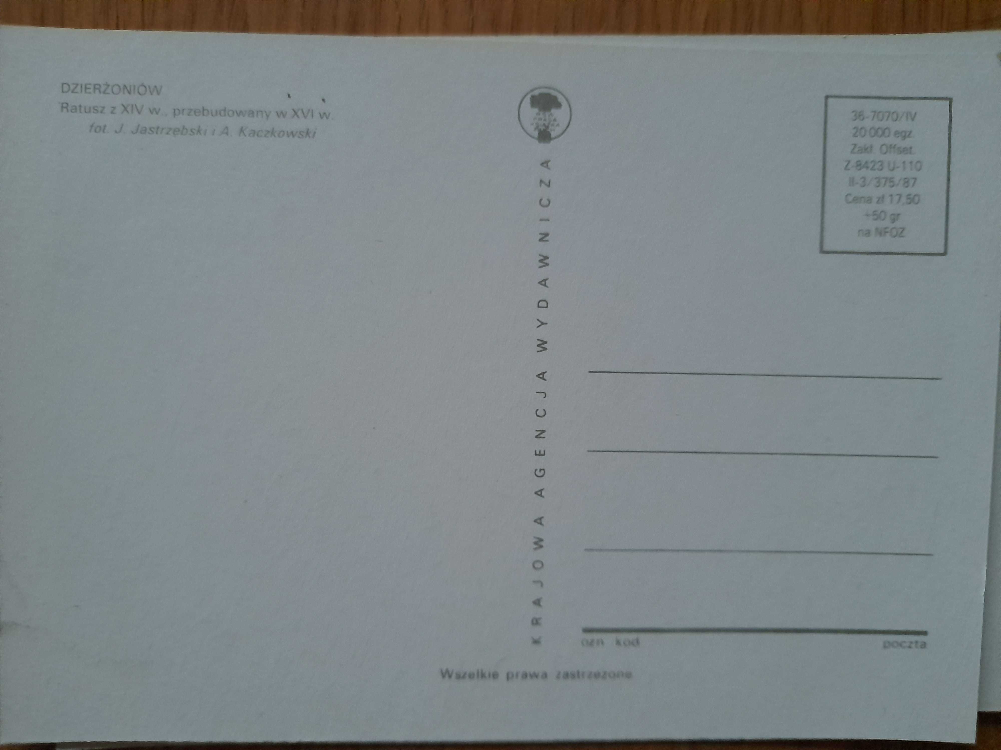 Pocztówka DZIERŻONIÓW Ratusz czysta rok 1987