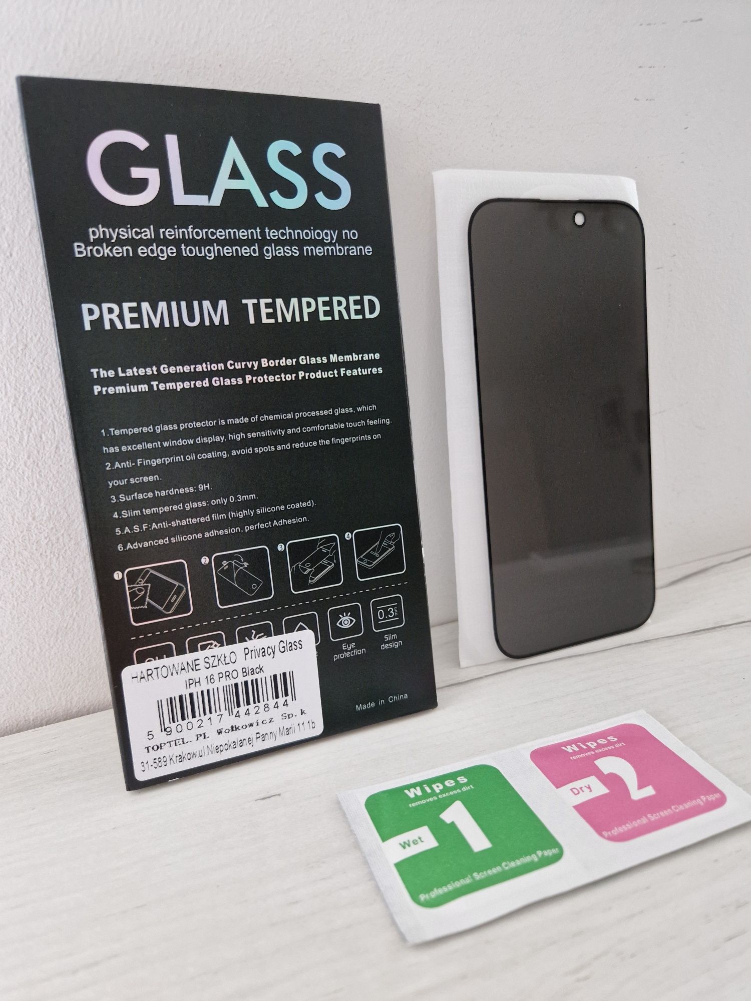 Hartowane szkło Privacy Glass do IPHONE 16 PRO