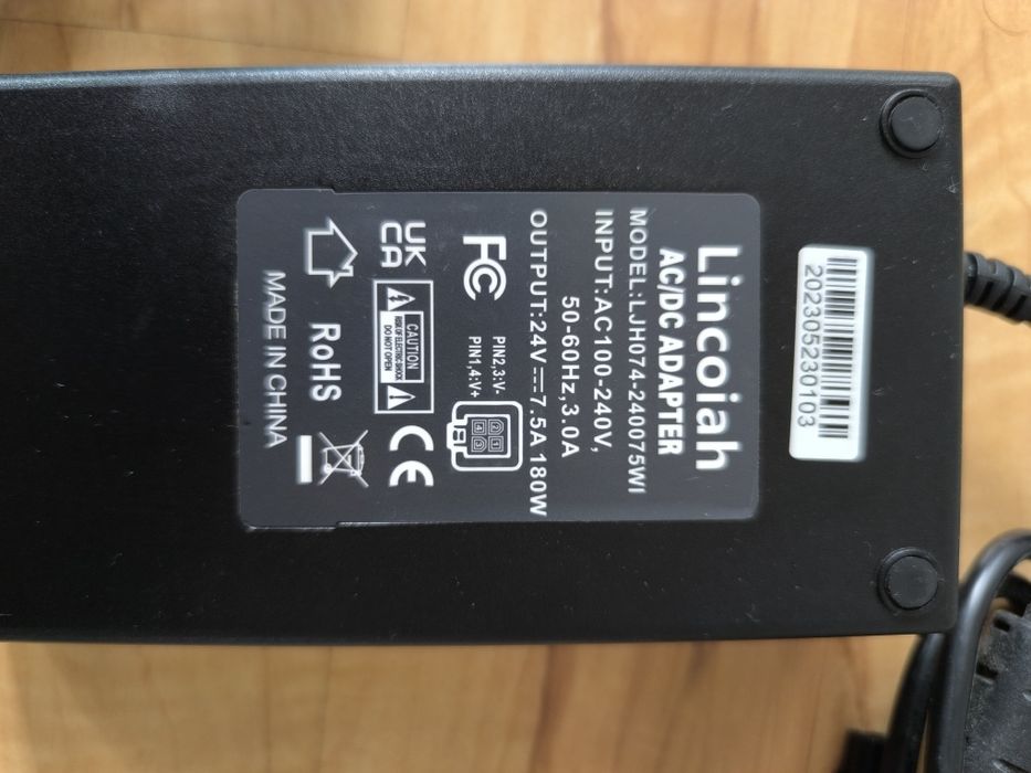 Nowy adapter AC/DC Lincoiah 24V 180W 7.5A Model: LJH074