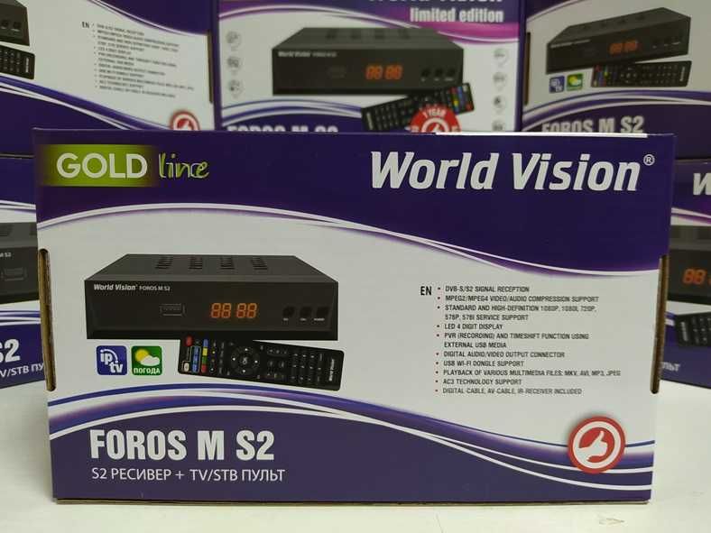 Спутниковый ресивер T2Mi WORLD VISION FOROS M S2 тюнер HD Mpeg4