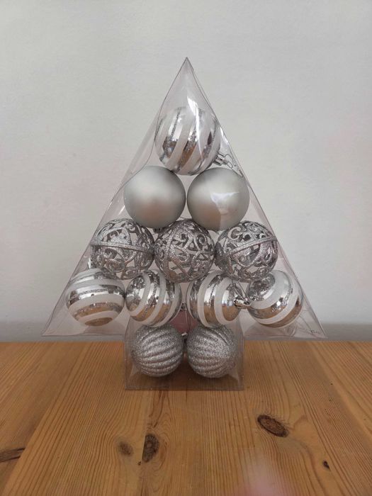 Conjunto 12 bolas de Natal prateadas