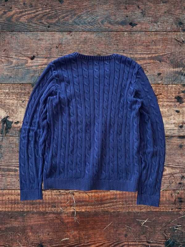 Vintage sweter warkocz Ralph Lauren XL old money unisex granatowy styl