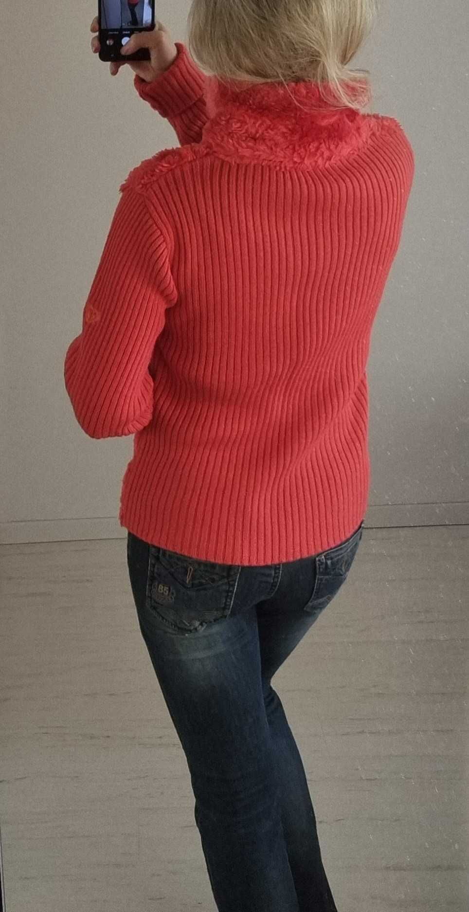 Sweter Rozpinany Bluza Futerko Roxy Amarantowa – S M L