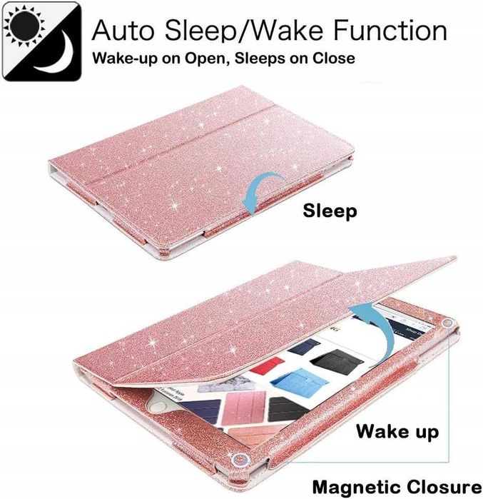 iPad 2 3 4 brokatowe etui, FANSONG Sparkle Bling skóra PU Smart Cover