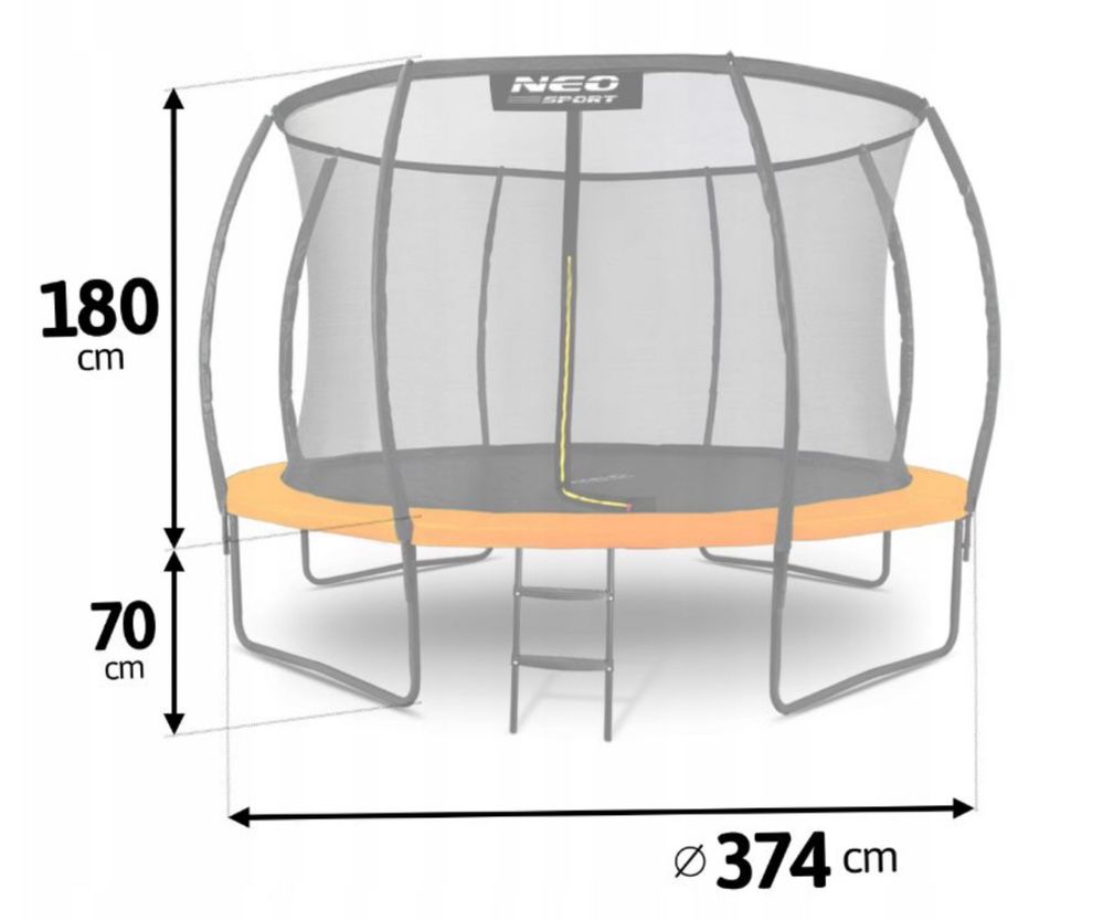 Міцний дитячий Батут Neo-Sport Premium 374cm