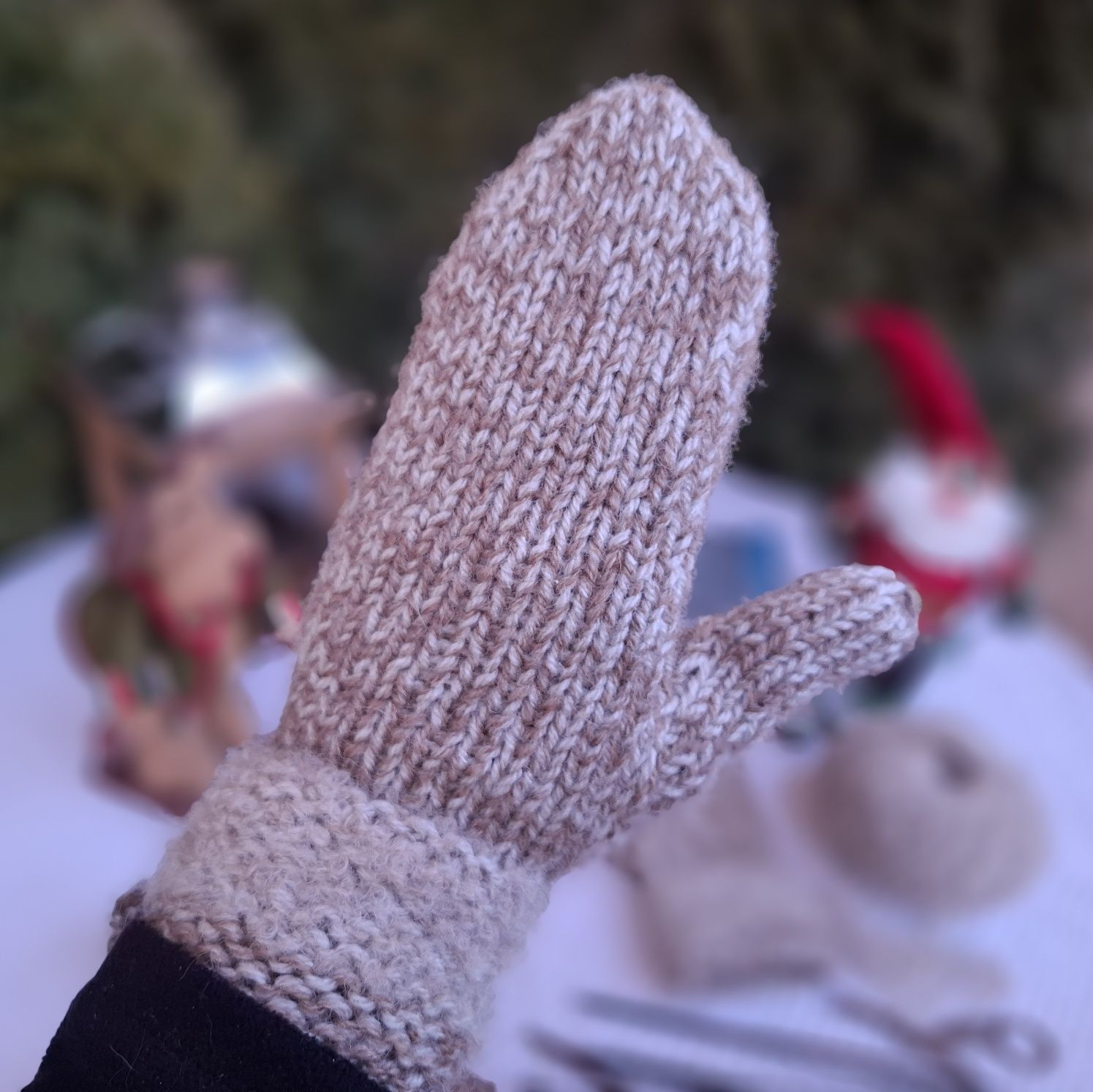 Rękawiczki handmade wełniane, melanż , beże