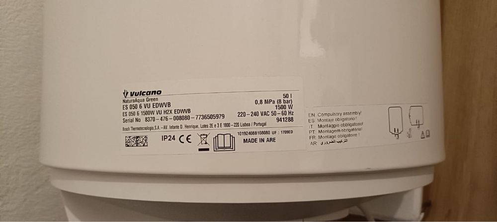 Termoacumulador Vulcano NaturaAqua Green 50L