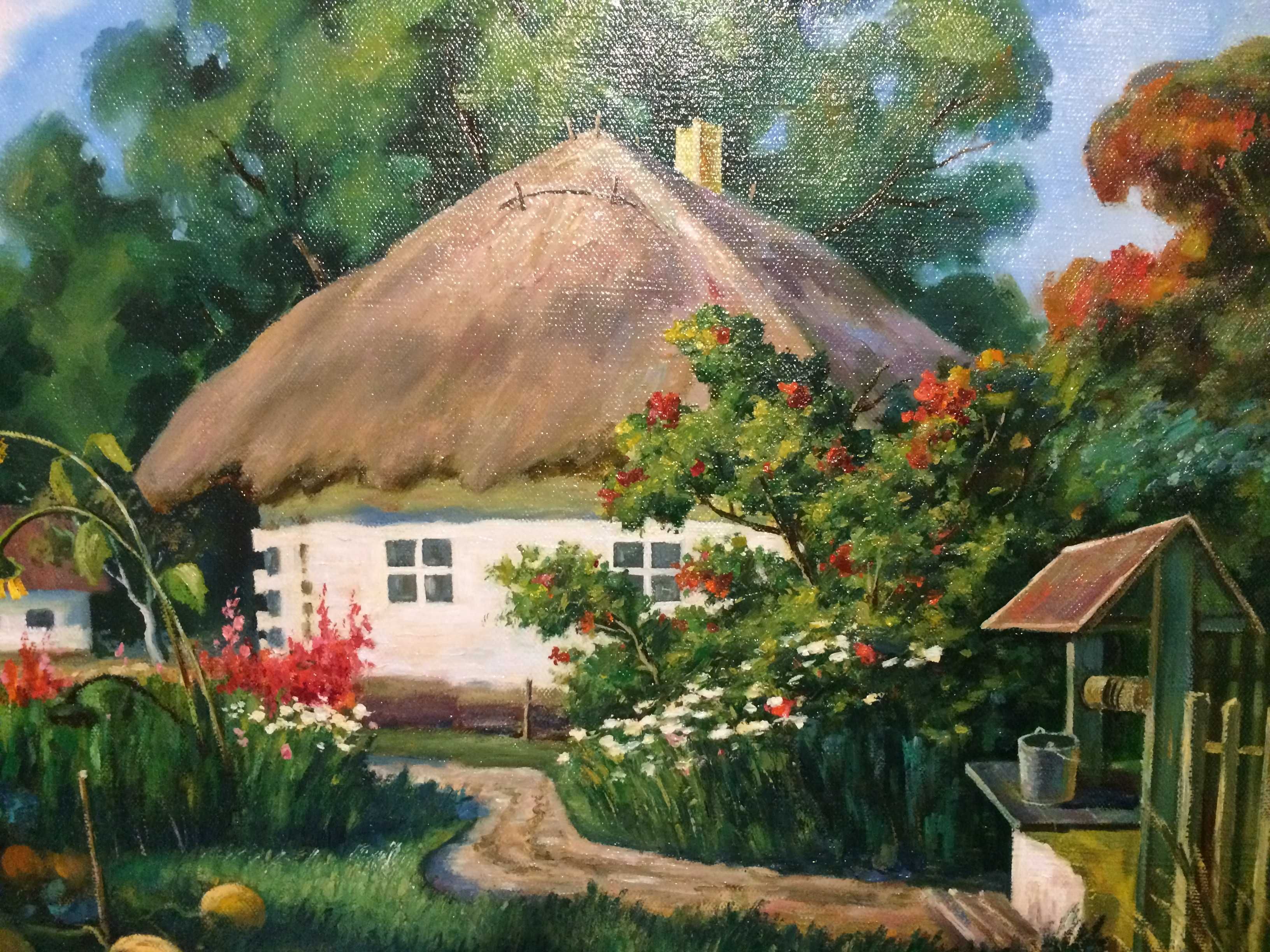Картина "Сільська хатинка", 50х40 см, полотно, олія