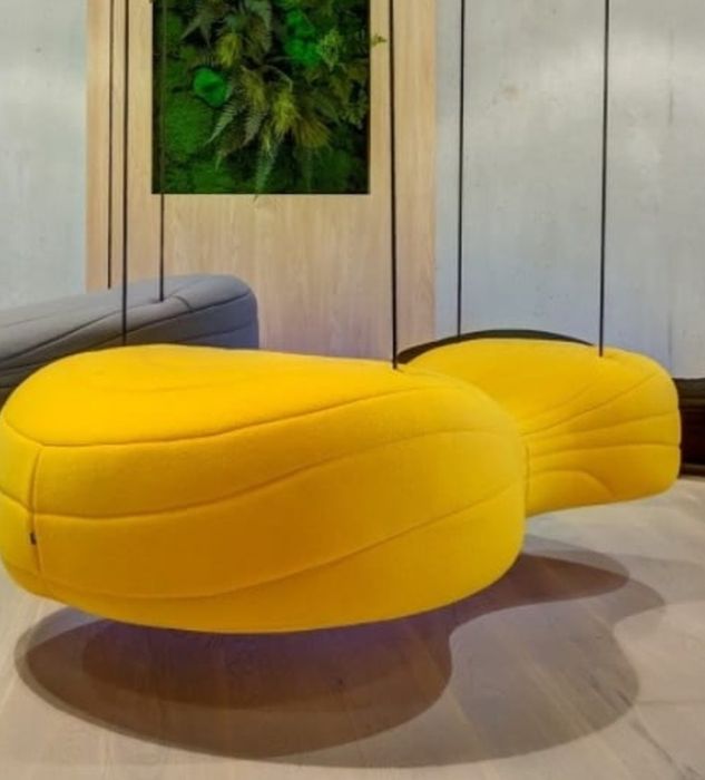 Zolta dwuosobowa sofa hustawka Noti bouli podwieszana