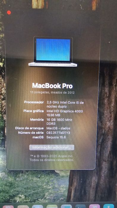 Vendo Macbook Pro 13 polegadas do fim de ano de 2012 e de ecra de reti