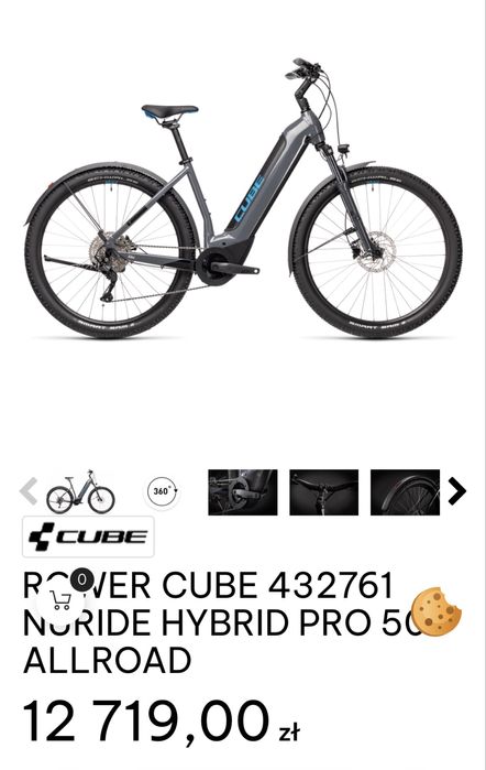 Raty 0%, 12m-cy gw. CUBE (L) NURIDE HYBRID PRO 500 ALLROAD 110km [388]