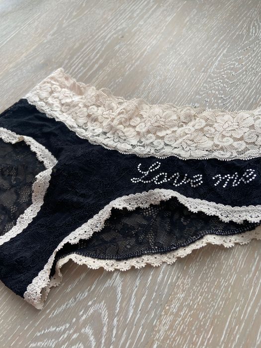 Kappahl majtki koronkowe czarne z cyrkoniami xs s