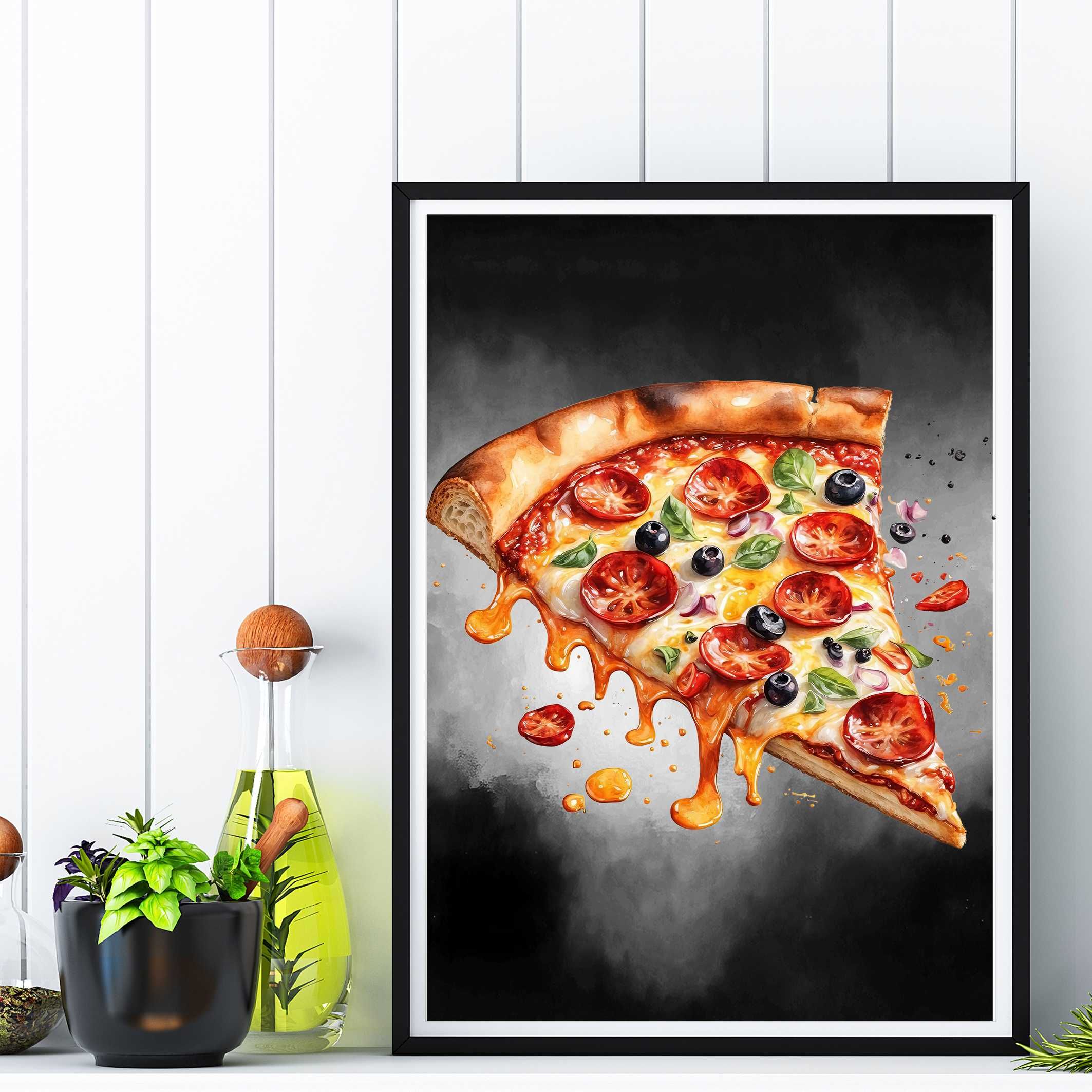 plakat, plakat pizza, zdjęcie w ramce, plakat pizza na ścianę