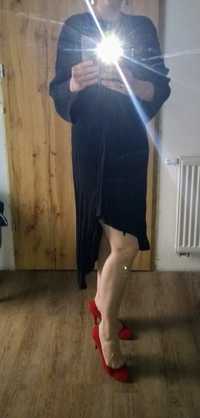 Sukienka h&m 42 czarna asymetryczna tłoczona panterka