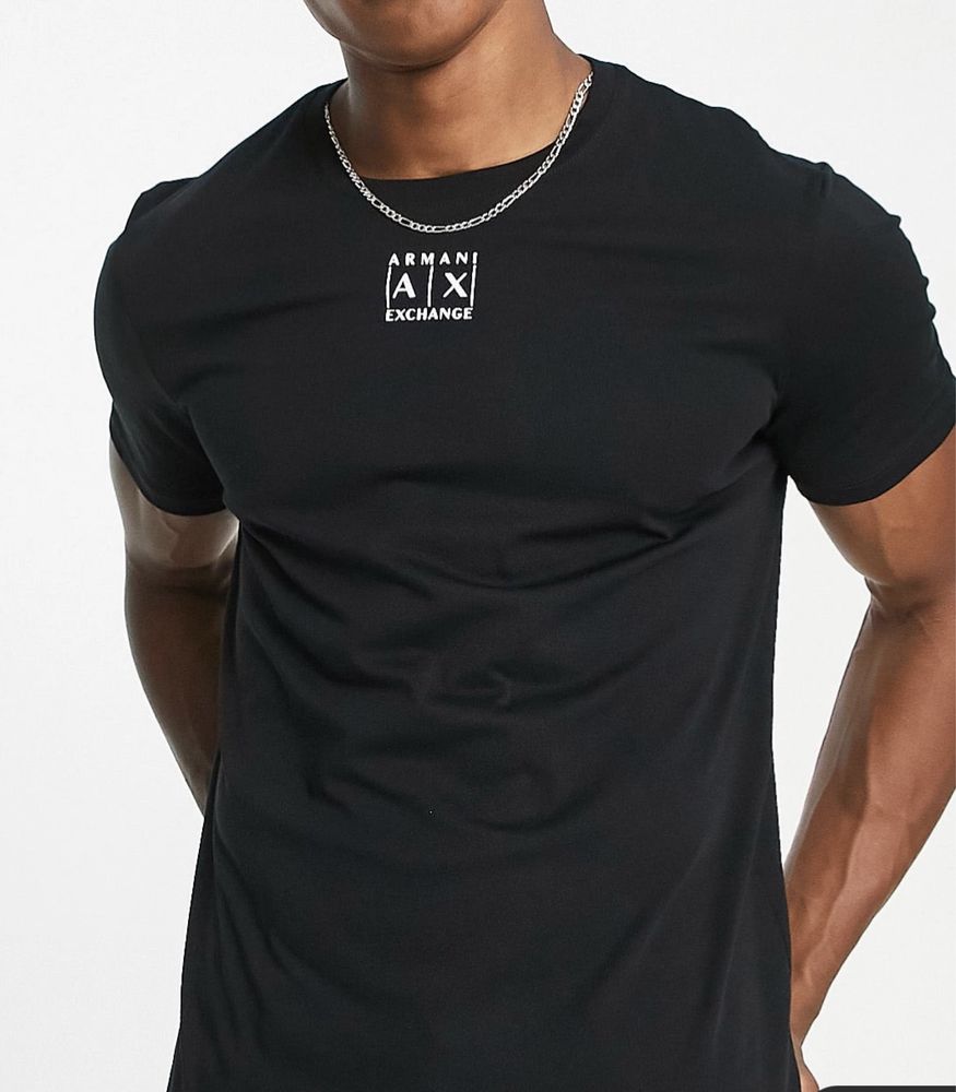 Мужские футболки Armani Emporio Exchange Армани эксчендж черная белая