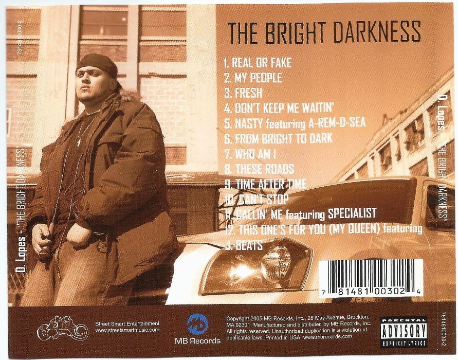 D.Lopes and J.Beats - The Bright Darkness CD 2005 Hip Hop Tuga US Raro