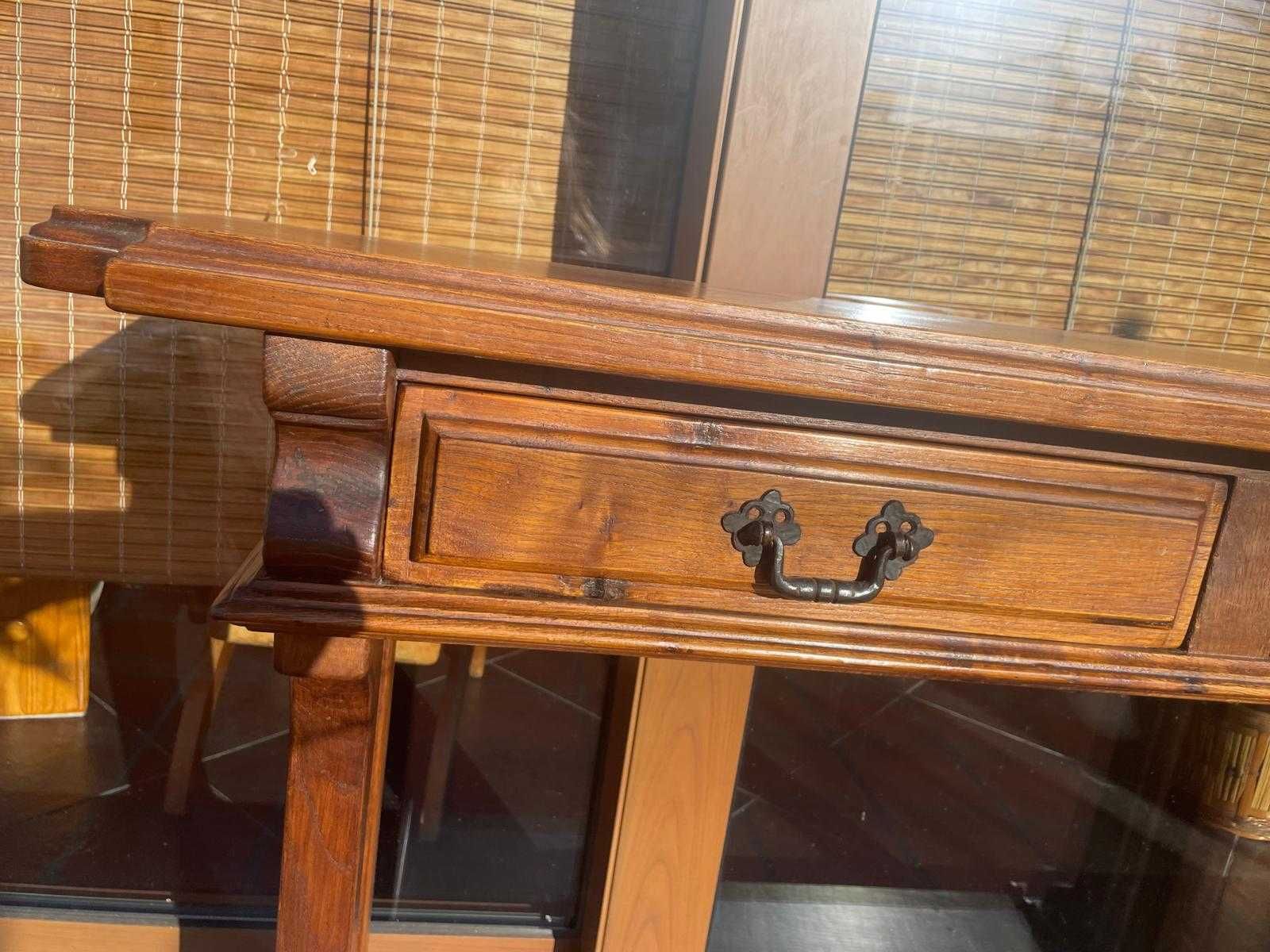 Consola/ credência em castanho maciço com 2 gavetas – Ótimo Estado