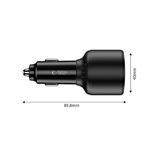 Tech-Protect Cc04/3-Port Car Charger Pd130W Black