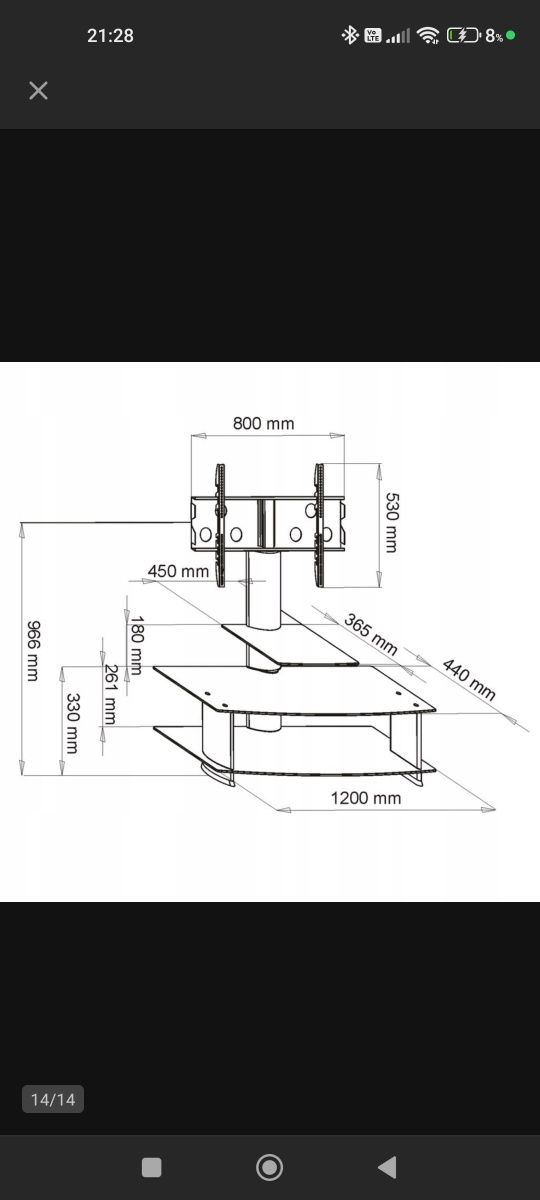 ART S-01B Stolik + Uchwyt do TV 30-50"