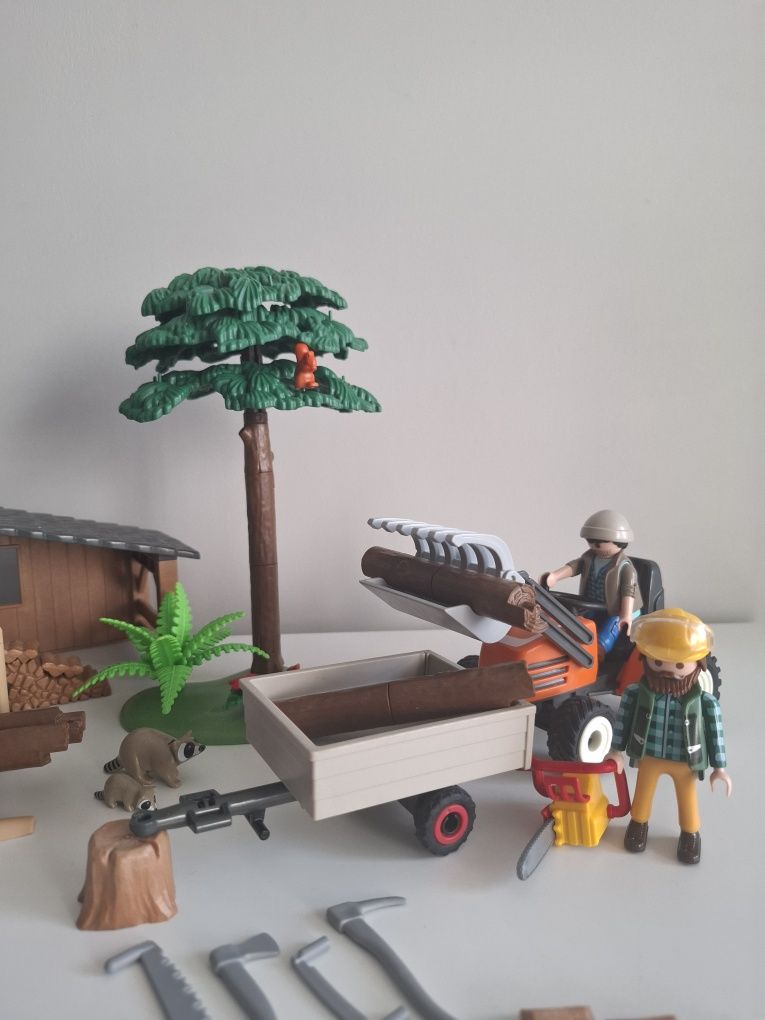 Playmobil traktor drwal drzewo przyczepka wieś 6814