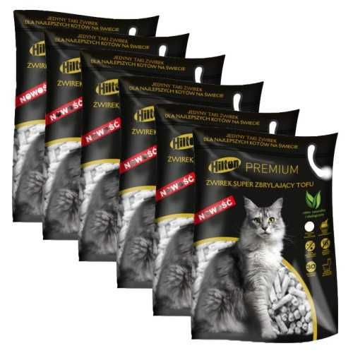 Naturalny Super Zbrylający Żwirek dla Kota Hilton TOFU Pakiet 6x2,5kg