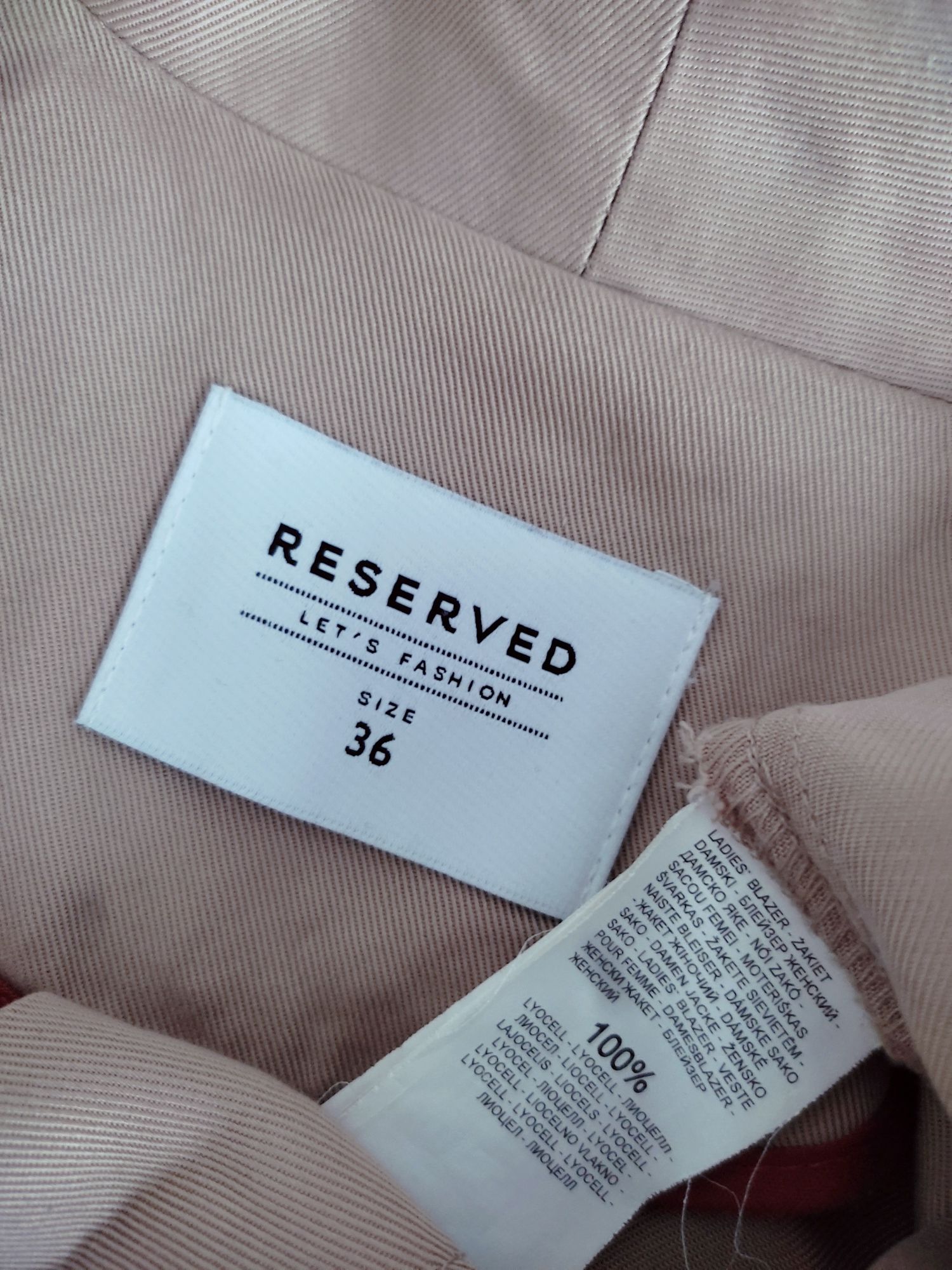 Beżowy żakiet z rękawami 3/4 Reserved roz 36