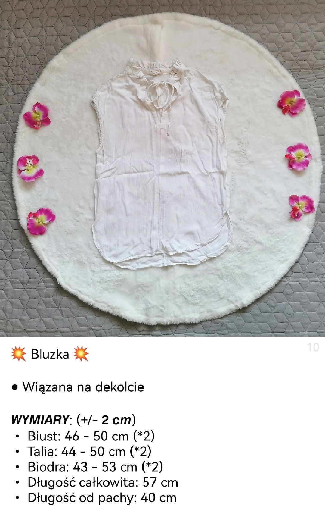 Bluzka biała z wiązaniem na szyi