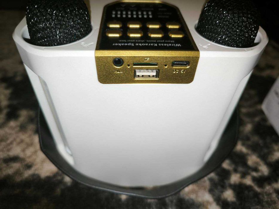 Караоке Bluetooth колонка Koleer с 2-мя микрофонами