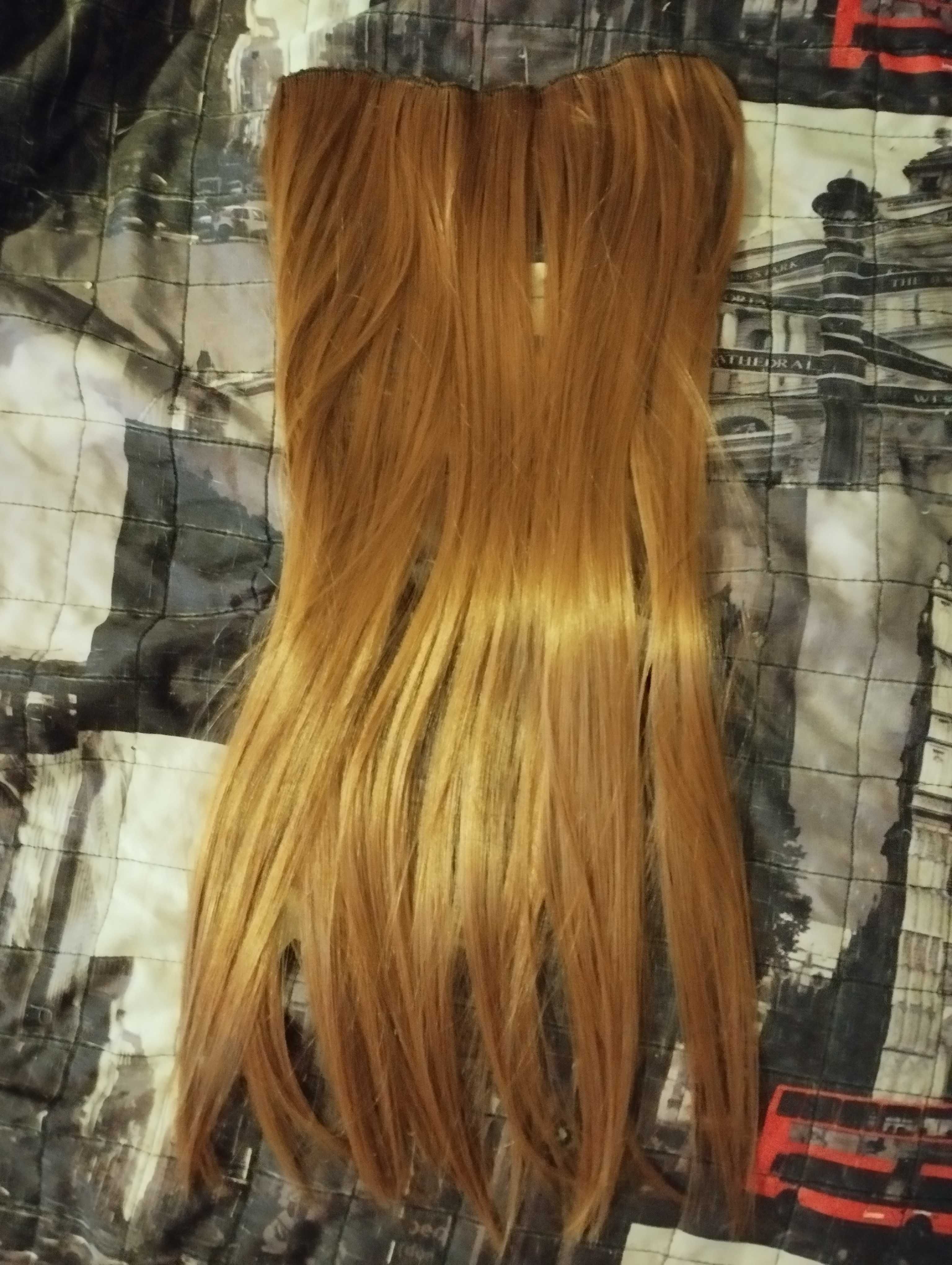 Treska doczepiane włosy dopinka rudy miodowy blond długie proste 55cm