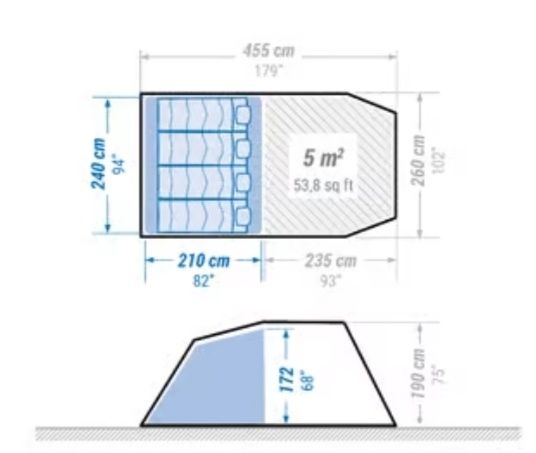 Tenda Decathlon com quarto e sala
