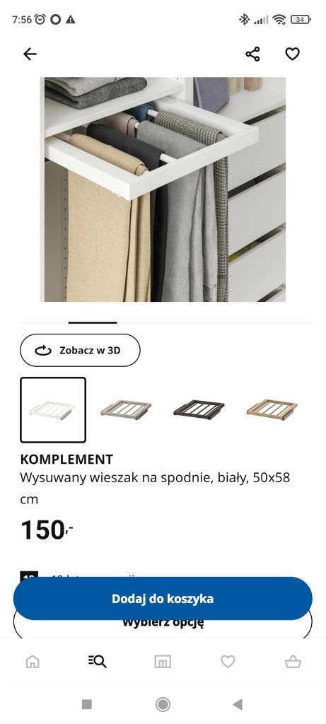 Wysuwany wieszak na spodnie IKEA