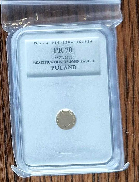 25zł | Au złoto | 2011 | PR70 | Beatyfikacja Jana Pawła | nakład 10k