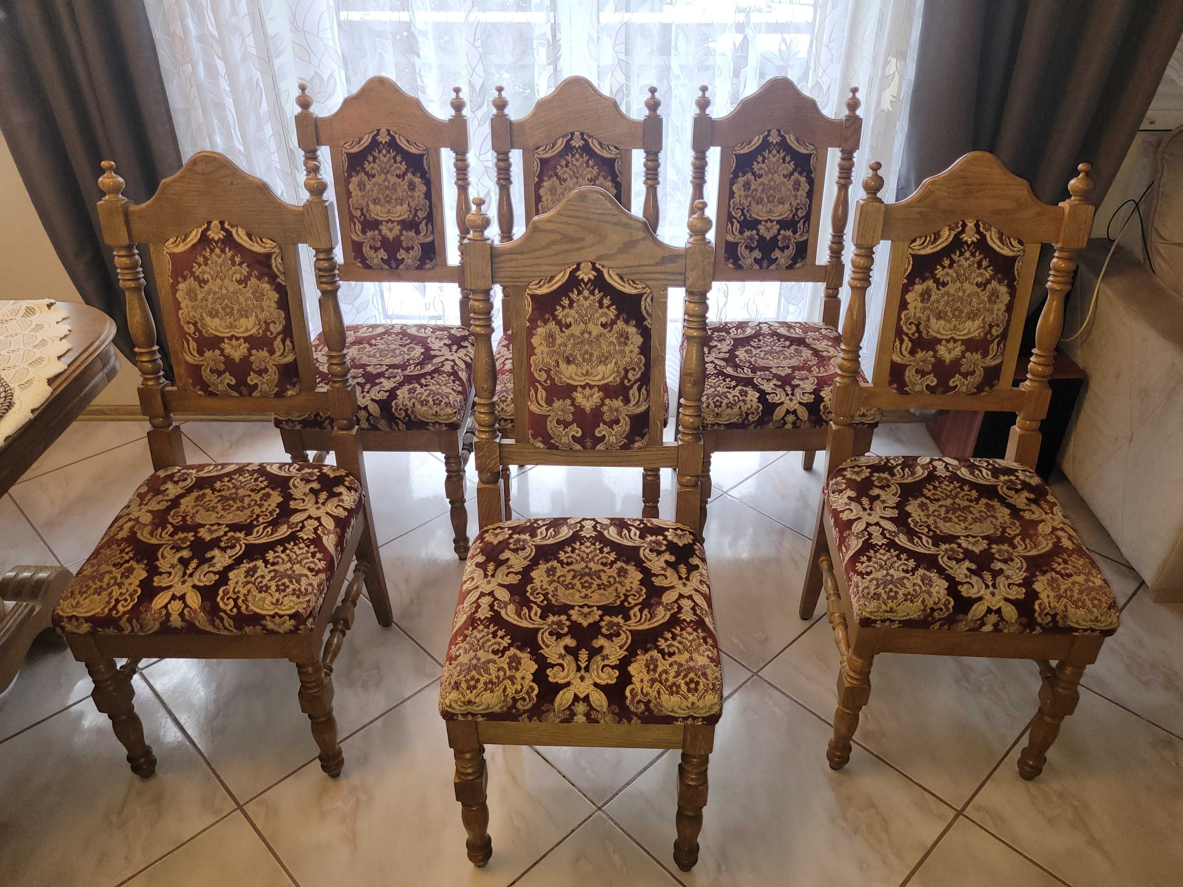 Stylowe dębowe krzesła - 6 szt