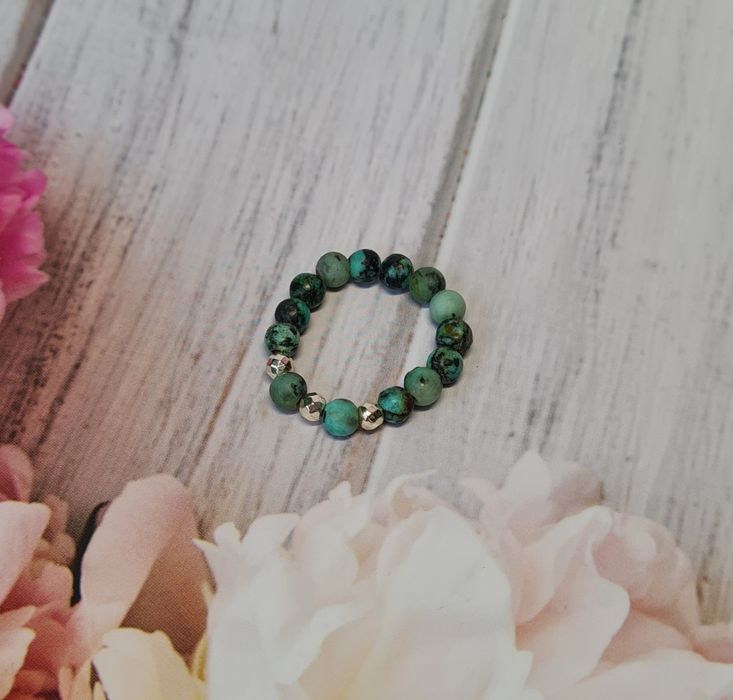 Komplet bransoletka i pierścionek, turkus afrykański