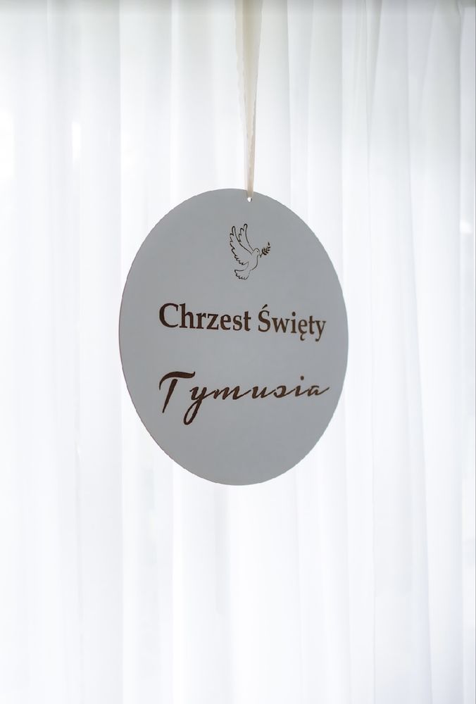 Koło dekoracja na Chrzest Święty z imieniem Tymuś/Tymek/Tymon 50 cm