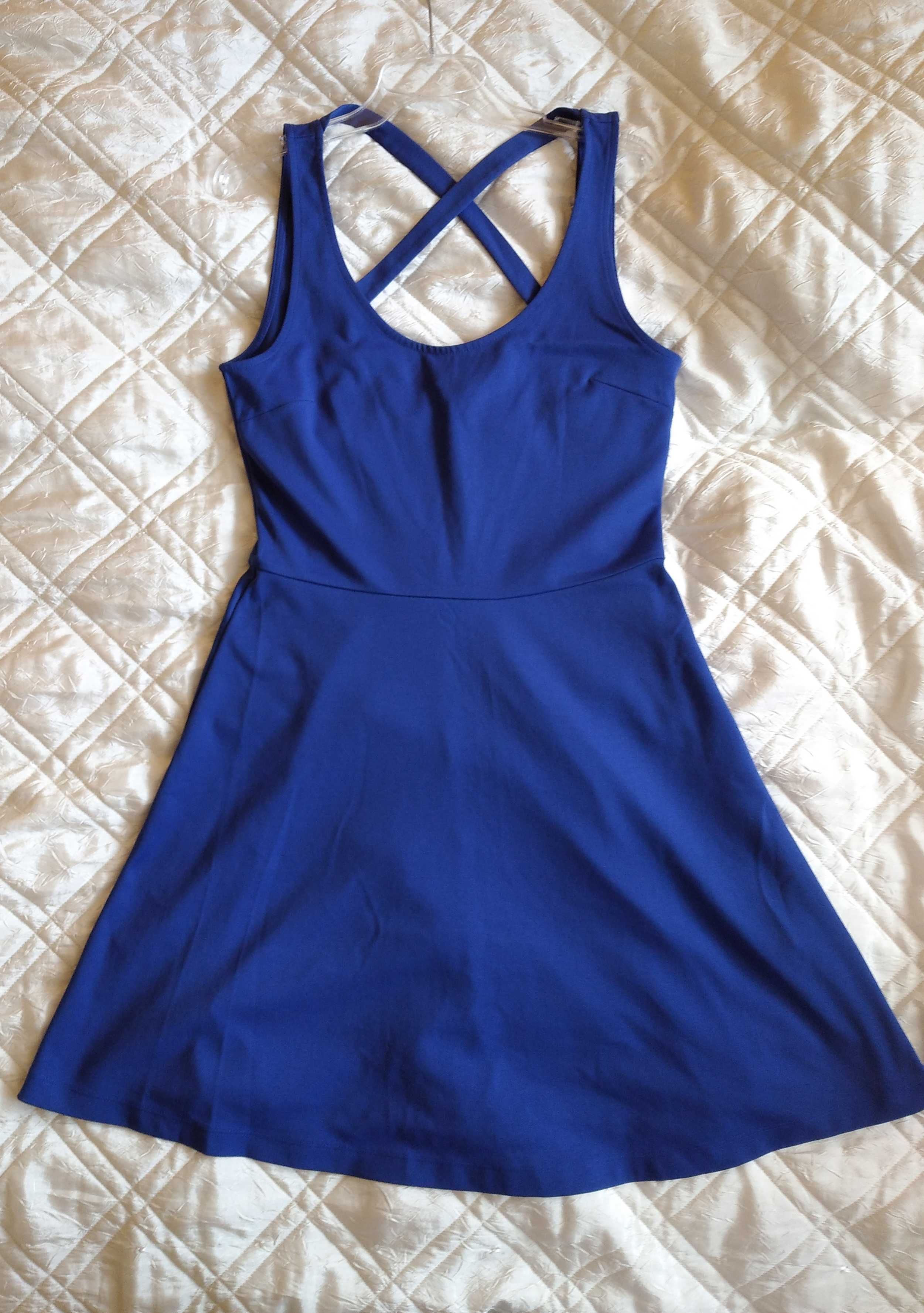 Sukienka H&M M 38 chabrowa niebieska letnia rozkloszowana
