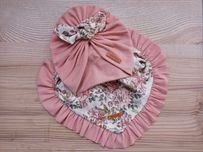 komplet turban i chusta dla dziewczynki, kwiatuszki, Handmade