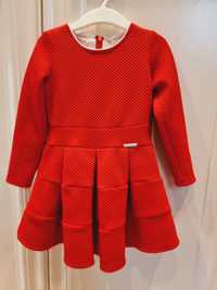 Tinex-NK czerwona sukienka święta 110 104 next długi rękaw plisowana