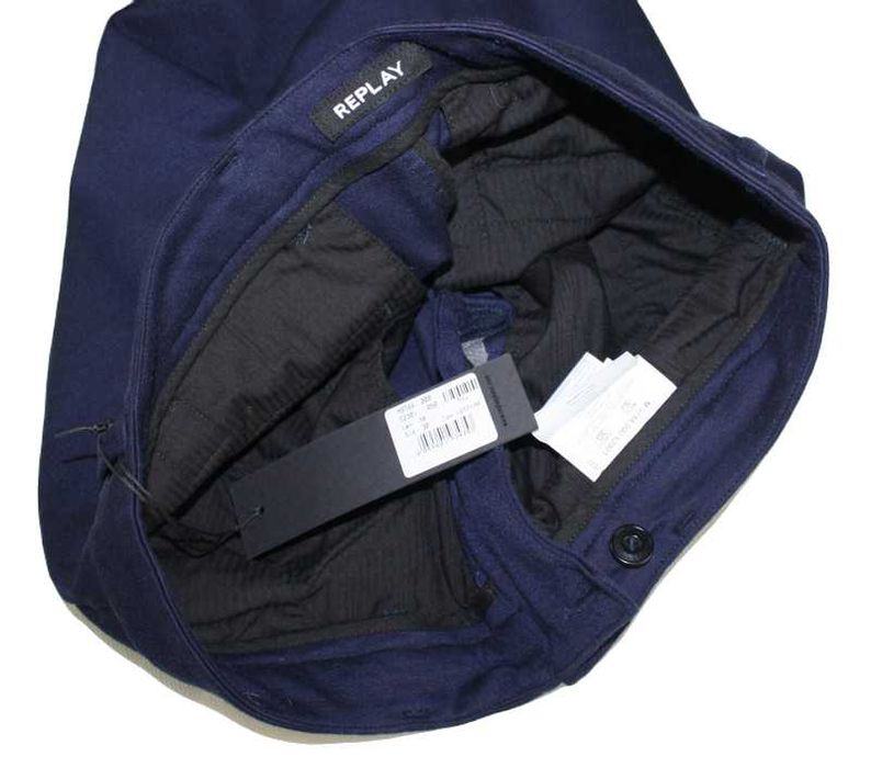 Męskie spodnie Replay - Navy ciemno-granatowe rurki nowe oryg. W30/L30