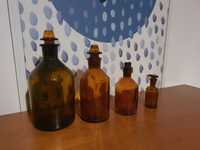 Conjunto de 4 frascos antigos em vidro