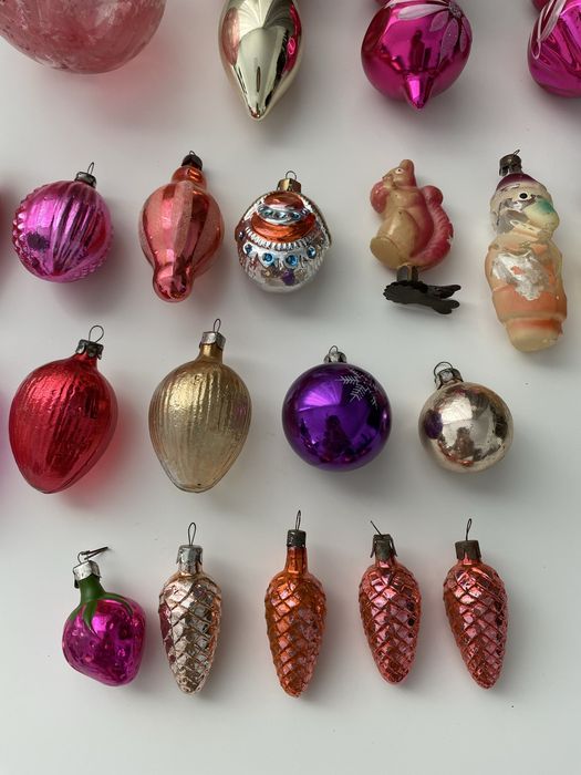 Ёлочные игрушки СССР, стеклянные игрушки на клипсах