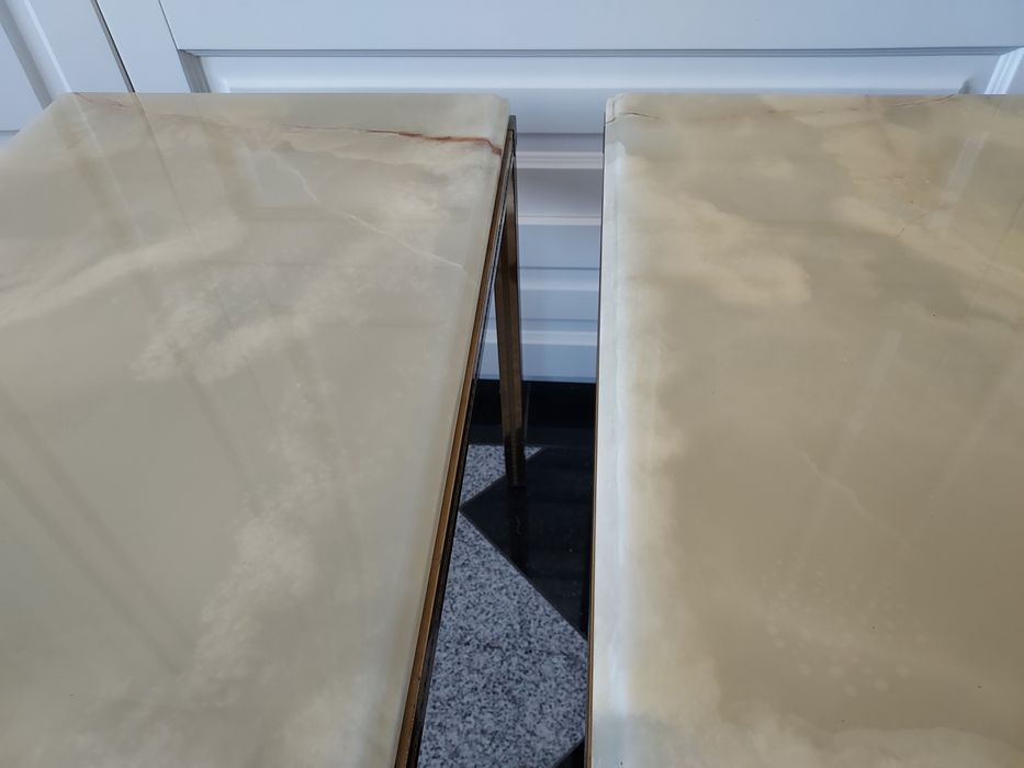 Dwa stoliki stolik pomocnik kawowy onyks granit kamień 60 cm x 40 cm