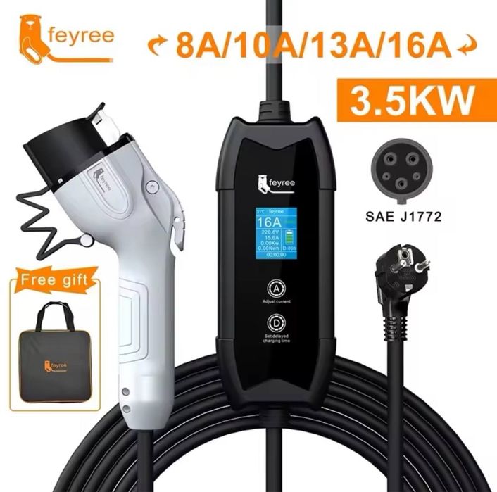 Зарядний пристрій Type 1 для Nissan Leaf, Bolt, Mach-E, Tesla