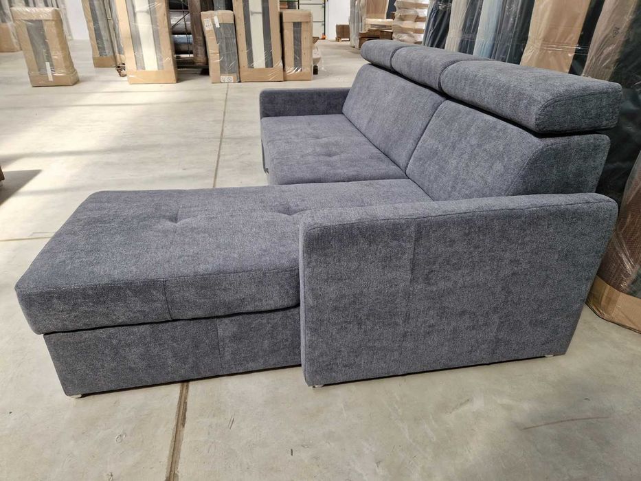 NOWY szary narożnik z funkcją i pojemnikiem KOMPAKTOWY - wyprzedaż 50%