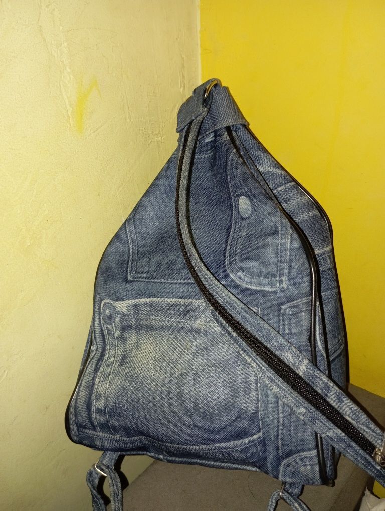 Plecak-torebka , wzór jeansowy