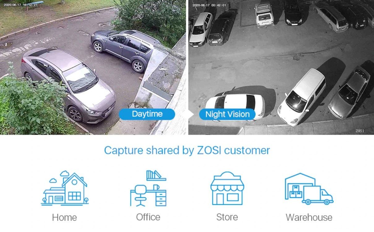 Система видеонаблюдения ZOSI на 8 каналов, HDD Seagate 1Tb, ИК камера